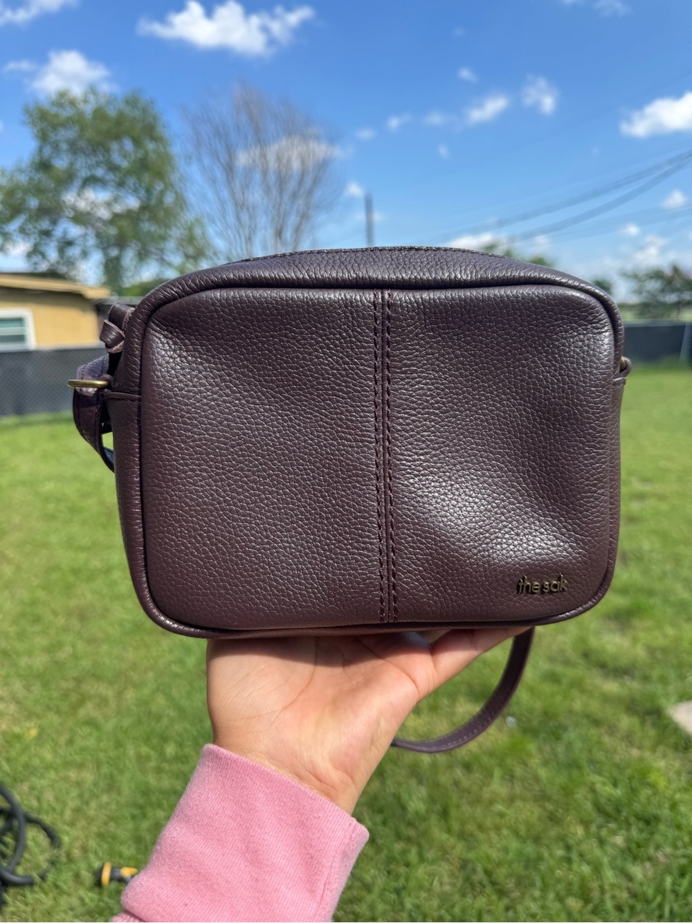 the sak Pebbled Leather Crossbody Bag in Dark Brown